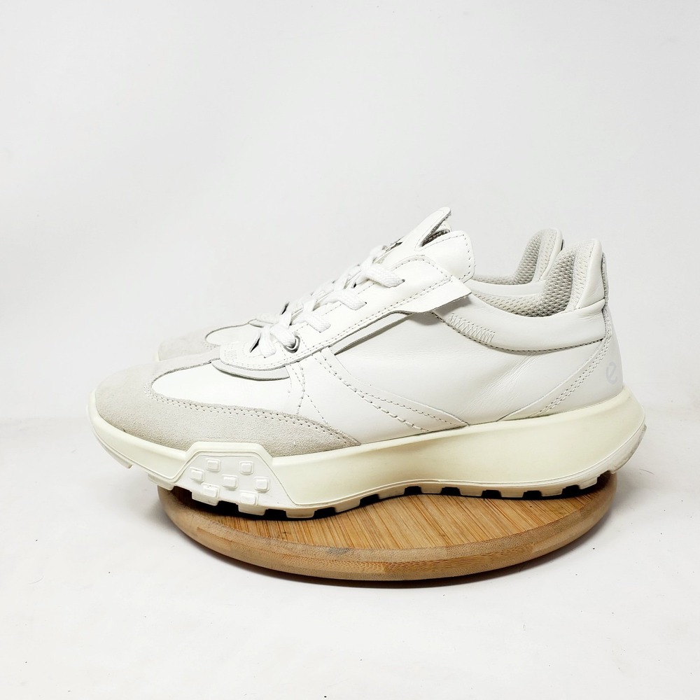 ECCO Retro Sneaker Womens 40 Off White Leather Chunky Lace Up Comfort Shoes